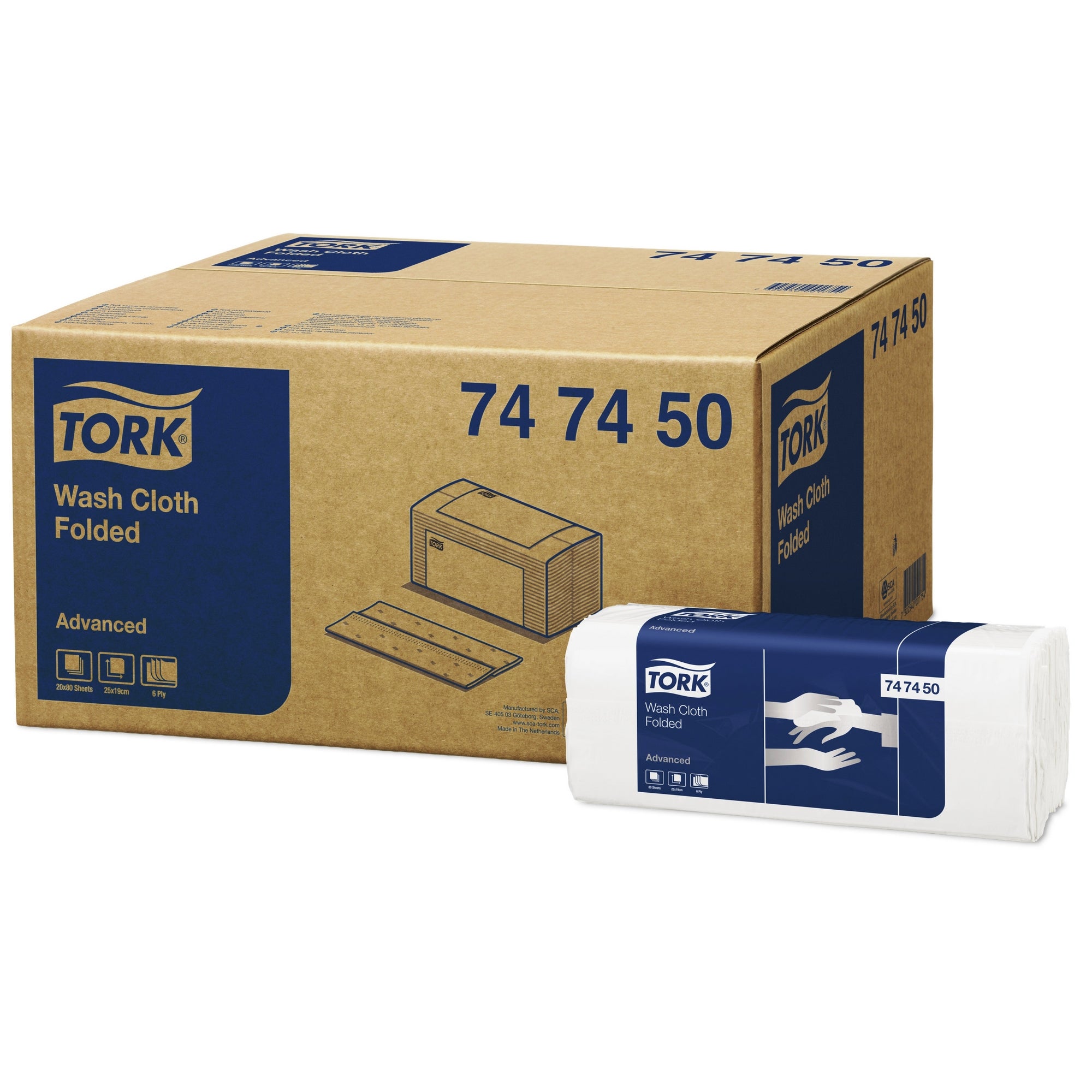 Engangsvaskeklude PAPIR 6-lags 20x80 stk Tork Advance