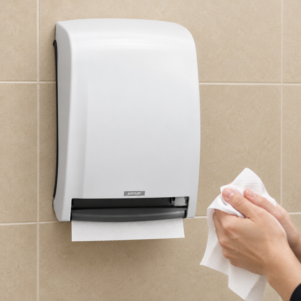 Papirhåndklædedispenser Katrin E Towel 93701, hvid sensor