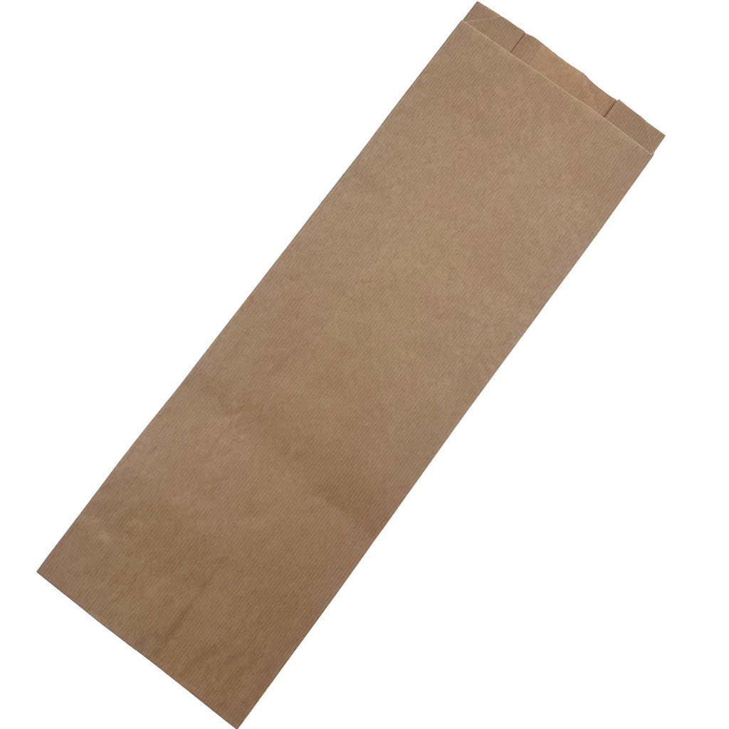 Grovbrødspose stor, brun ribbet 160/(2x40)x450+20 mm, 50 g – 1.000 stk. Pose på skrå
