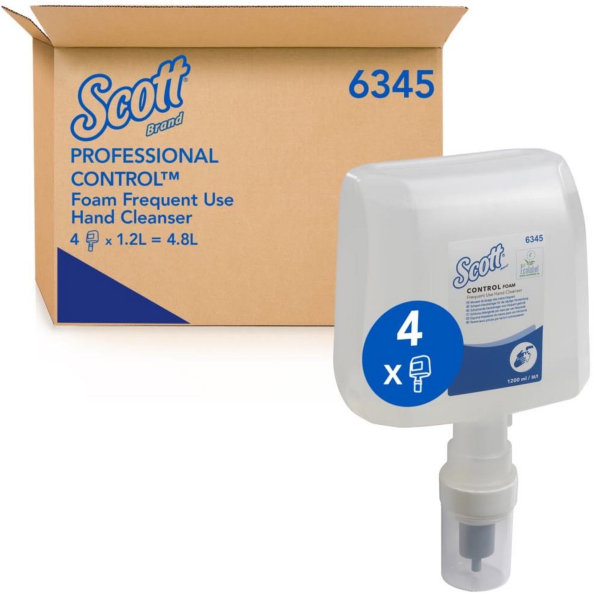 Skumsæbe uden parfume – Scott Luksus 4×1200 ml fra Kimberly‑Clark med kassen