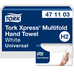 Tork Xpress Universal 471103, hvide multifold håndklædeark til H2-systemet i blå emballage