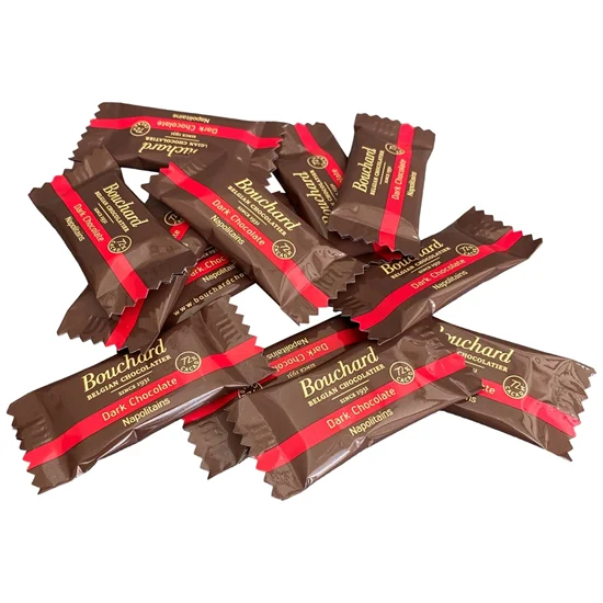 Kuvertchokolade 72 pct Mørk Belgian Bouchard 167 stk a 6g.