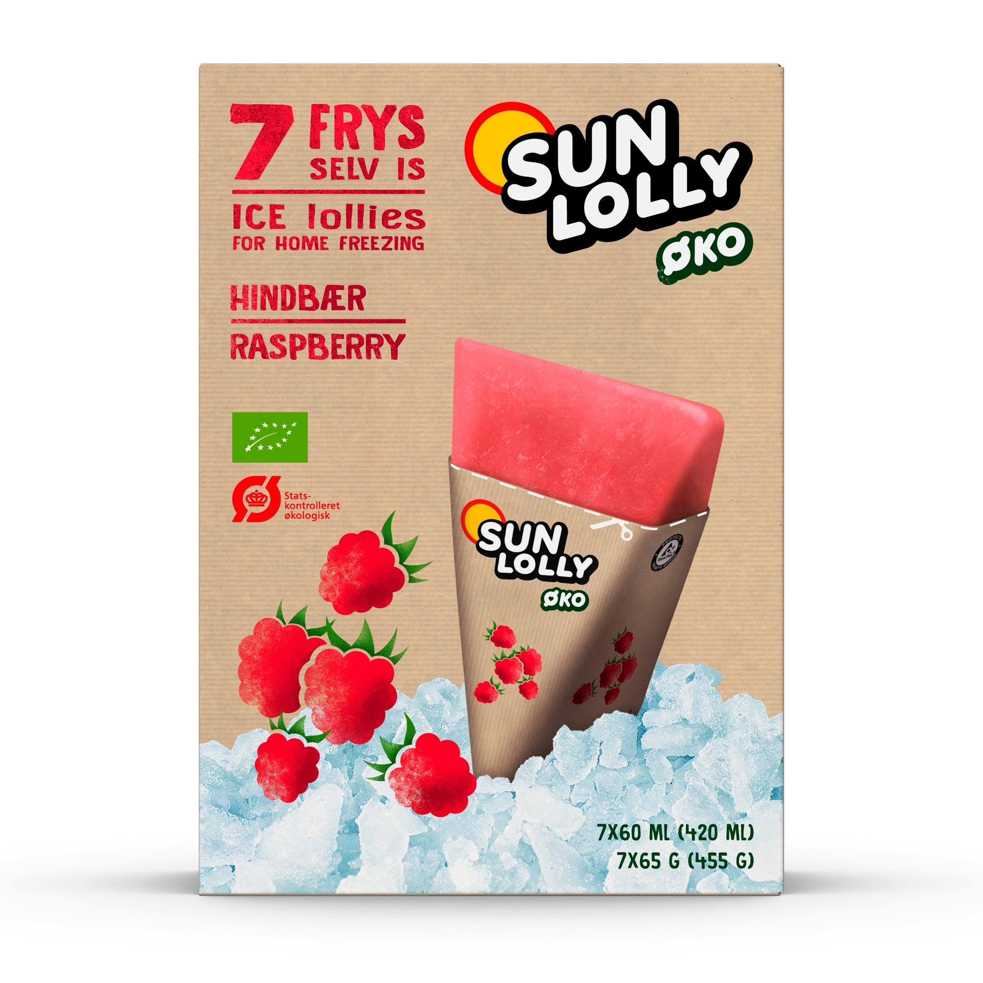 Is Sun Lolly Hindbær ØKO 1x7 stk
