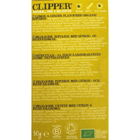Te Clipper Citron & Infefær Øko 1x20 Breve