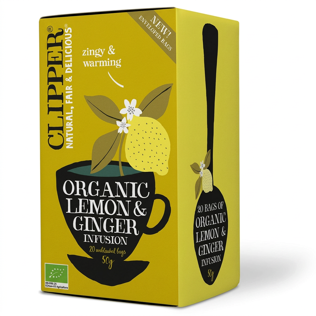 Urtete Clipper Citron & Ingefær økologisk, 20 breve, 50 g