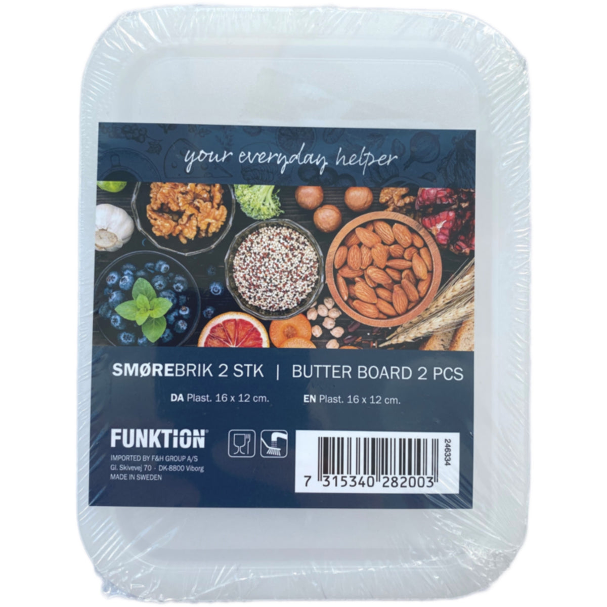 Smørebrik 16x12 cm  2 stk Hvid Plast