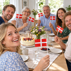 Papirflag Dannebrog på 30 cm pind, 15 × 10 cm, 10 stk.