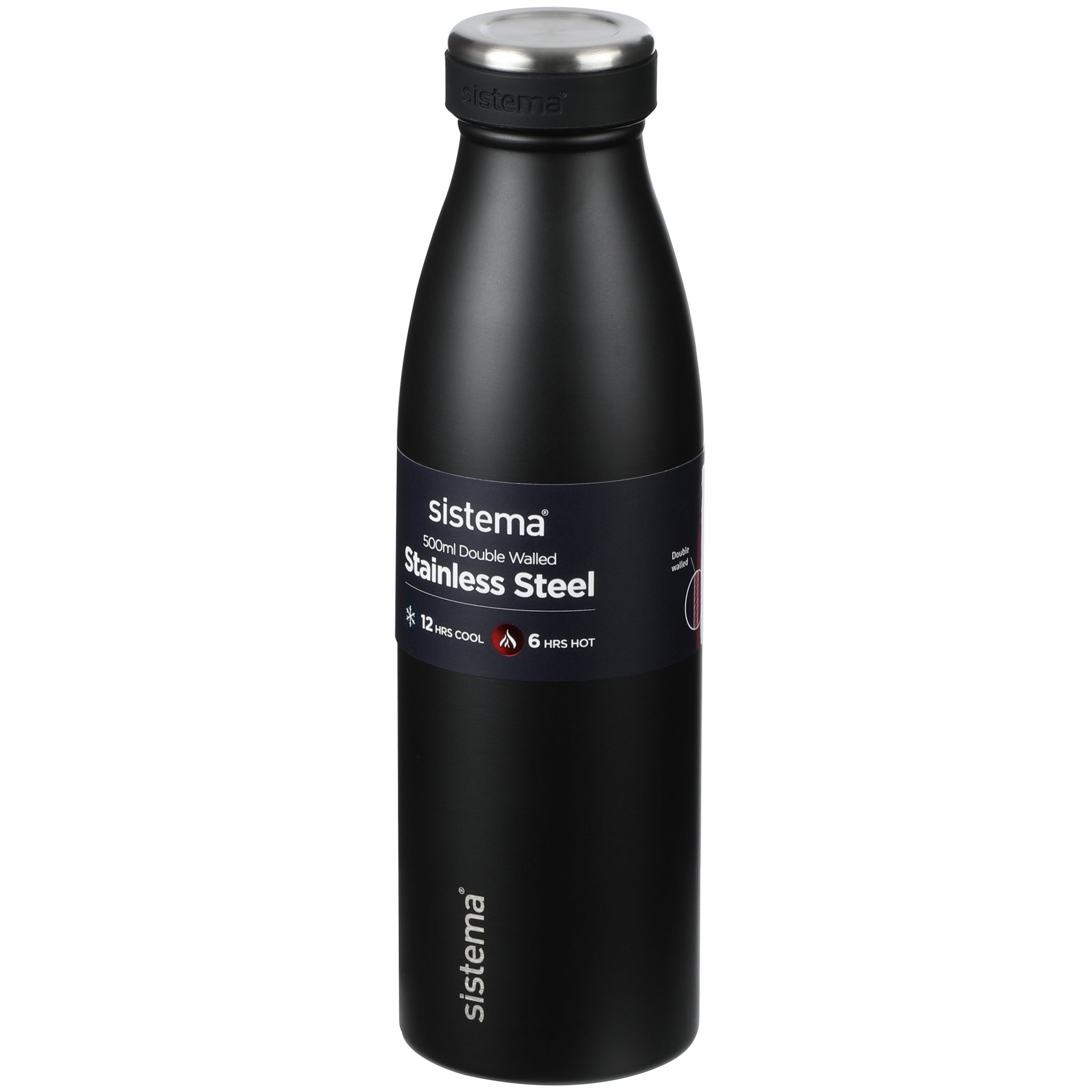 Termoflaske Sistema 0,5L Rustfri Stål Kold & Varm ass. farver