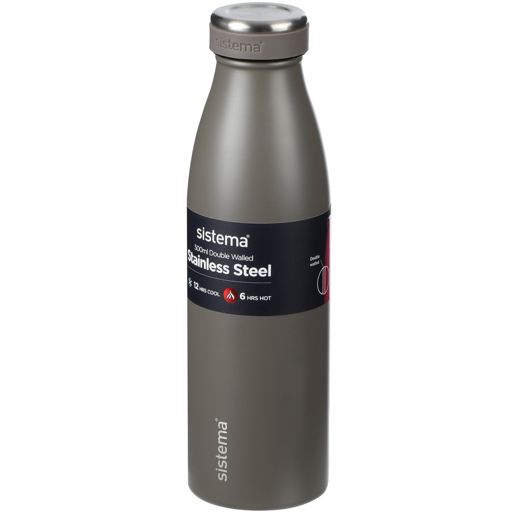 Termoflaske Sistema 0,5L Rustfri Stål Kold & Varm ass. farver
