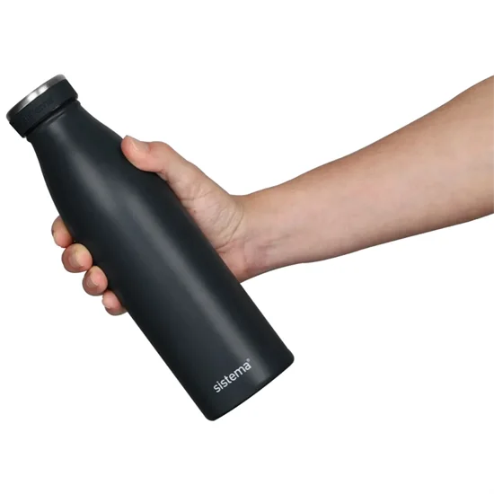 Termoflaske Sistema 0,5L Rustfri Stål Kold & Varm Sort