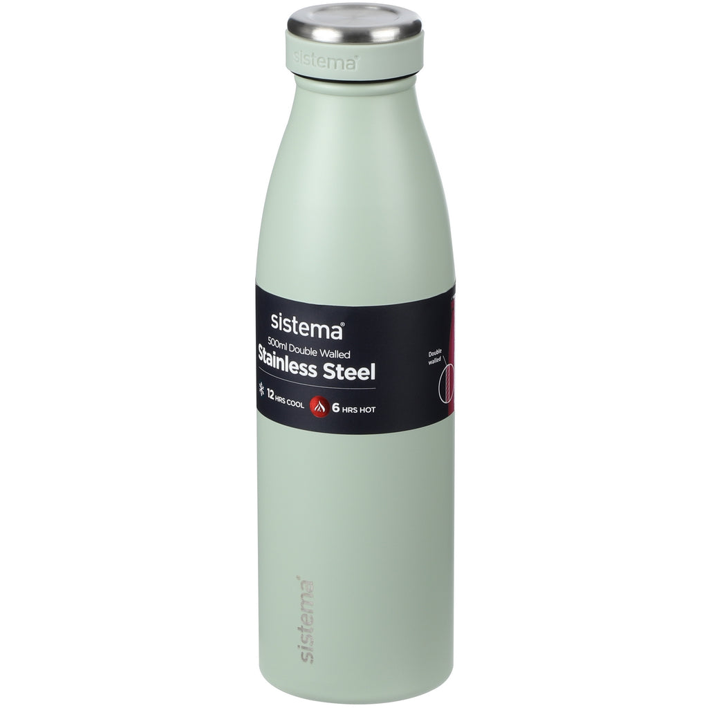 Termoflaske Sistema 0,5L Rustfri Stål Kold & Varm ass. farver