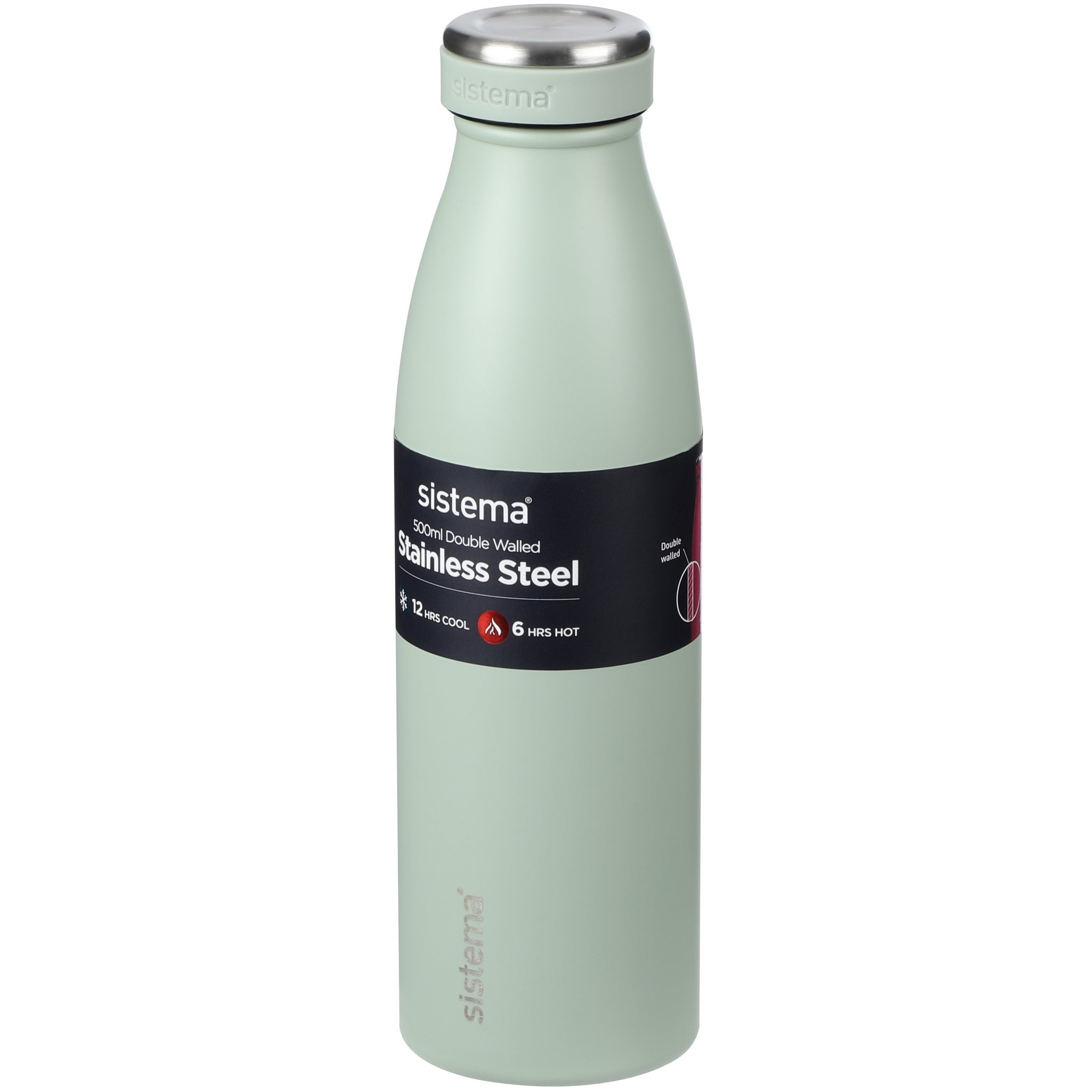 Termoflaske Sistema 0,5L Rustfri Stål Kold & Varm ass. farver