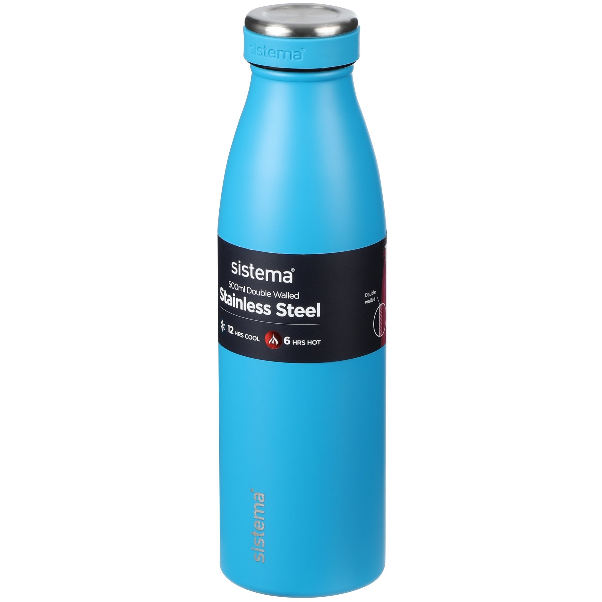 Termoflaske Sistema 0,5L Rustfri Stål Kold & Varm ass. farver