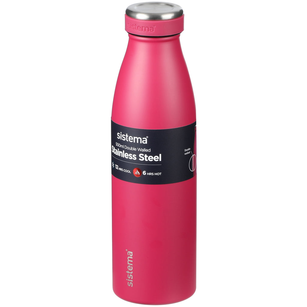 Termoflaske Sistema 0,5L Rustfri Stål Kold & Varm ass. farver