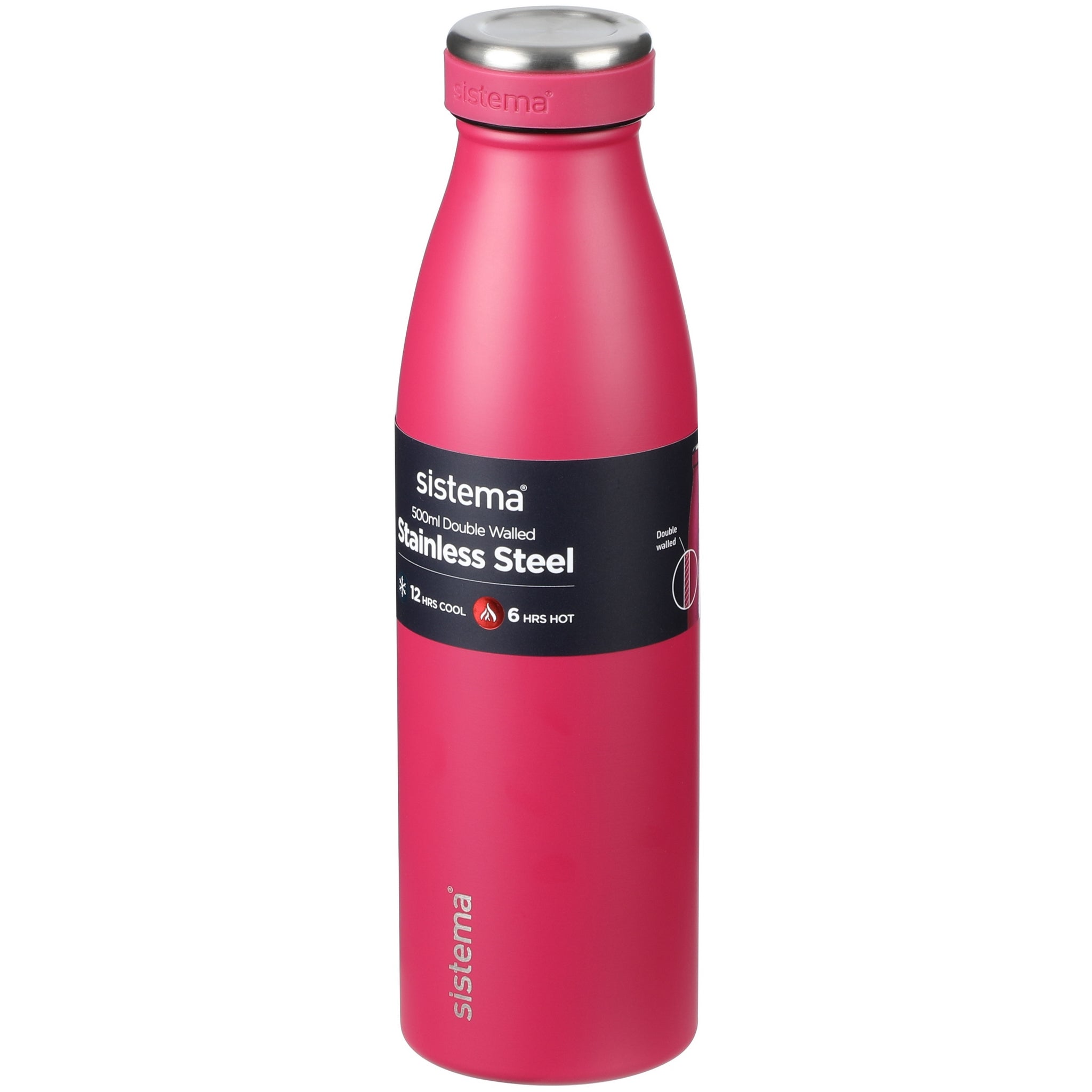 Termoflaske Sistema 0,5L Rustfri Stål Kold & Varm ass. farver