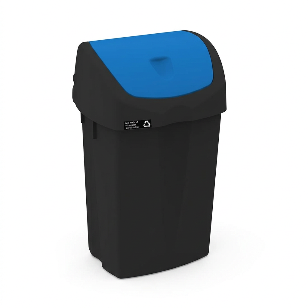 Affaldsspand Nordic Recycle 25 liter, sort med blåt vippelåg