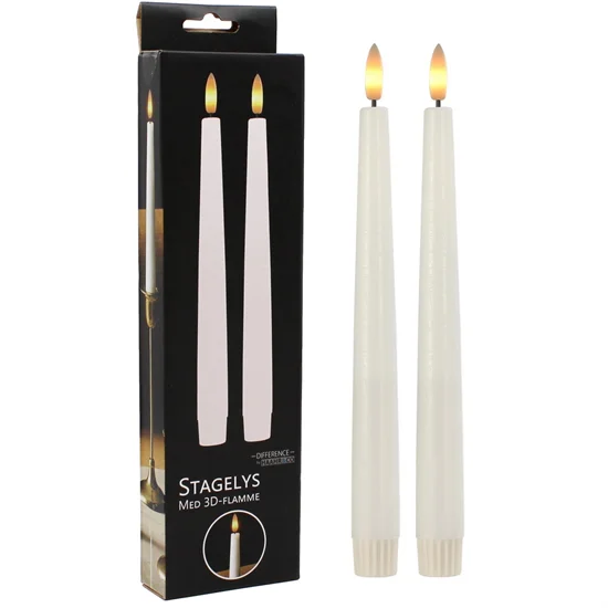 Stagelys 3D LED 24,5cm Hvide 2-pack 