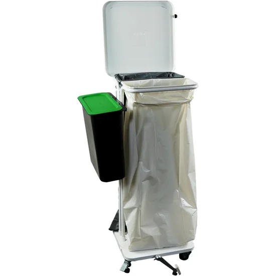 Affaldsstativ 60L med hjul og låg - Kildesortering muligt