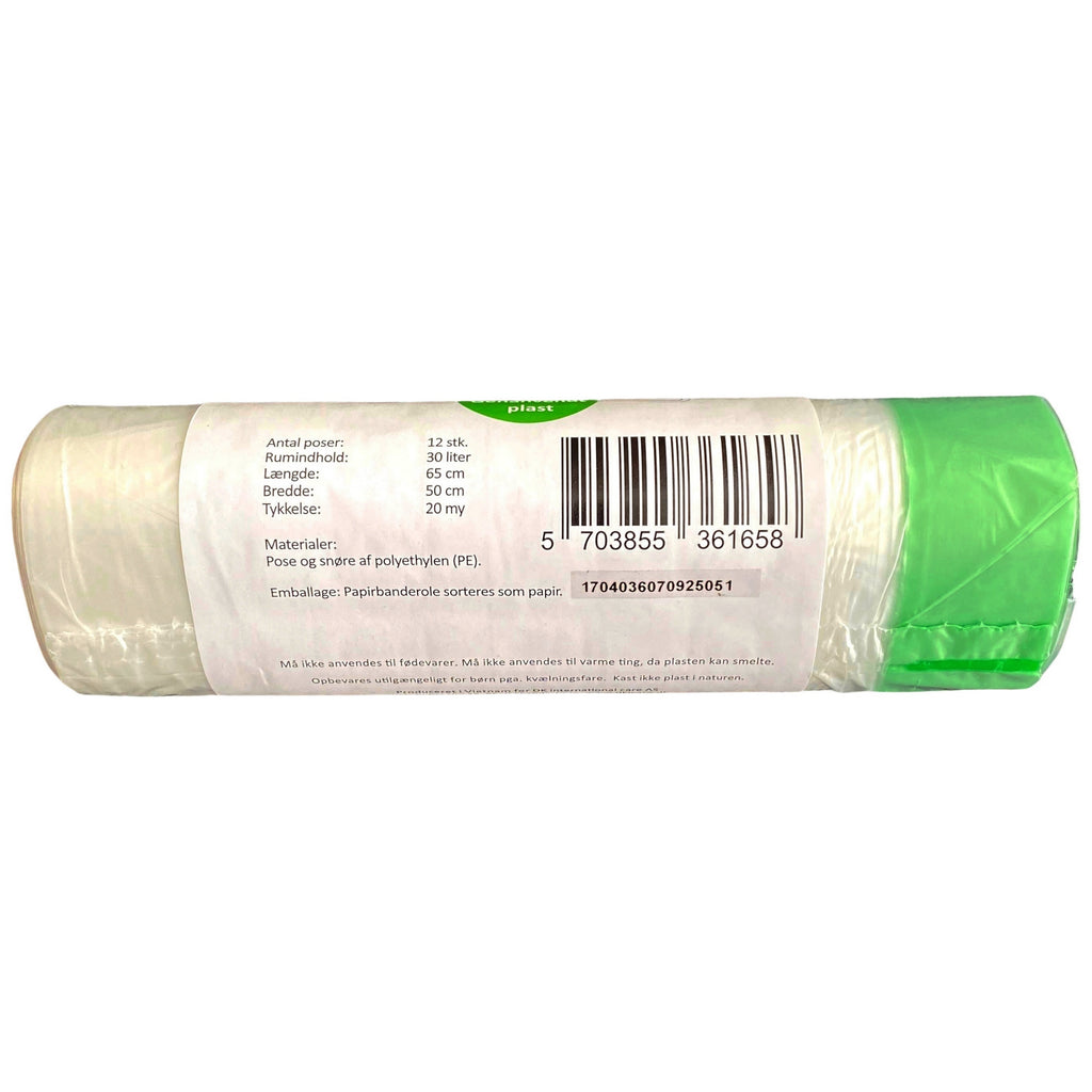 Affaldsposer 30 ltr med snor Klare 1 rulle A 12 poser Bagside