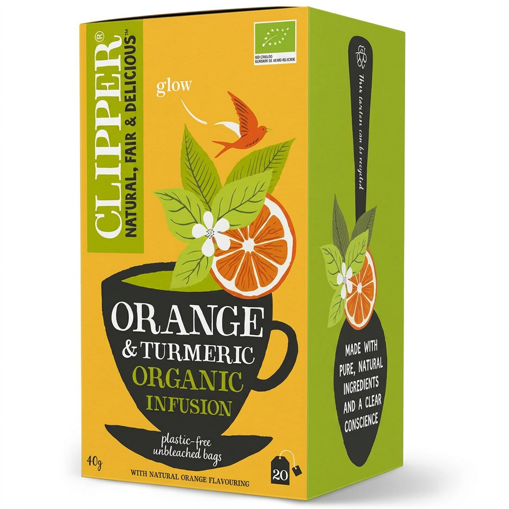 Urtete Clipper Appelsin & Gurkemeje øko, 20 breve, 40 g