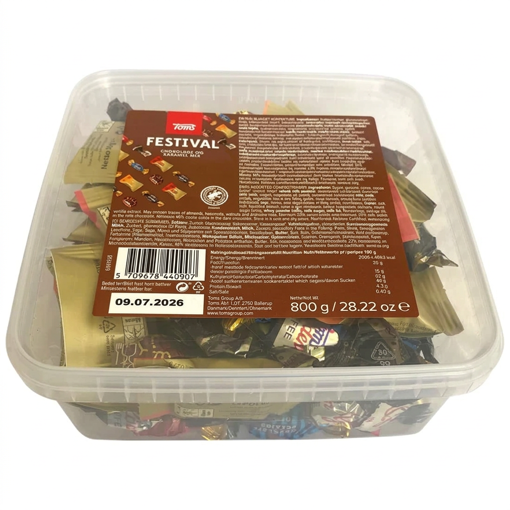 Chokolade Toms Festival Mix 800 g, 1 bøtte