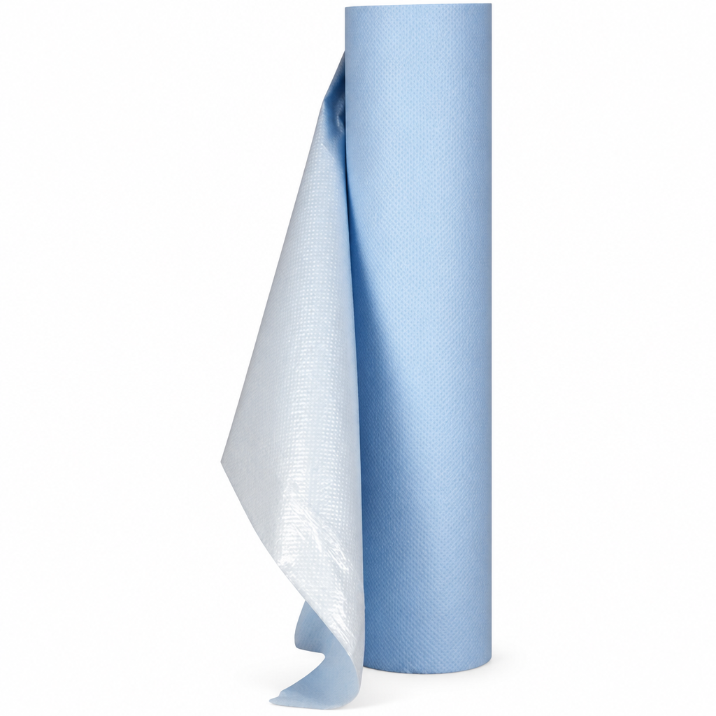 Lejepapir med PE-bagside, lyseblå, 6 × 65 m × 50 cm