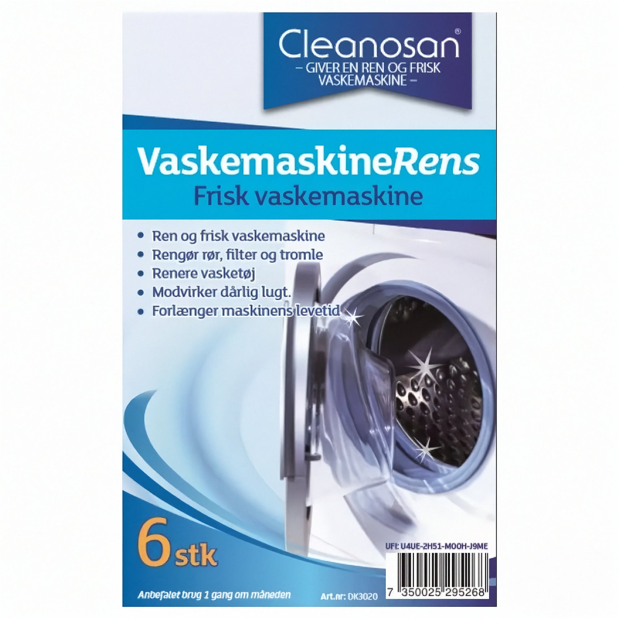 Cleanosan vaskemaskinerens 6 stk – vandopløselig folie