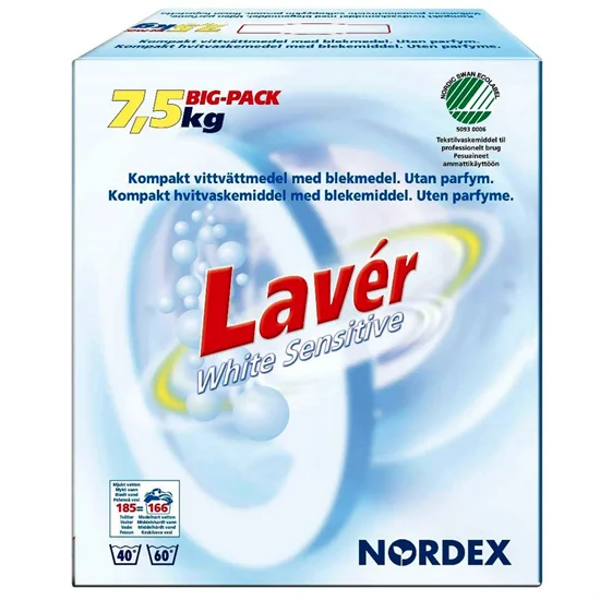 Vaskepulver Svanemærket Parfumefri 7,5 kg