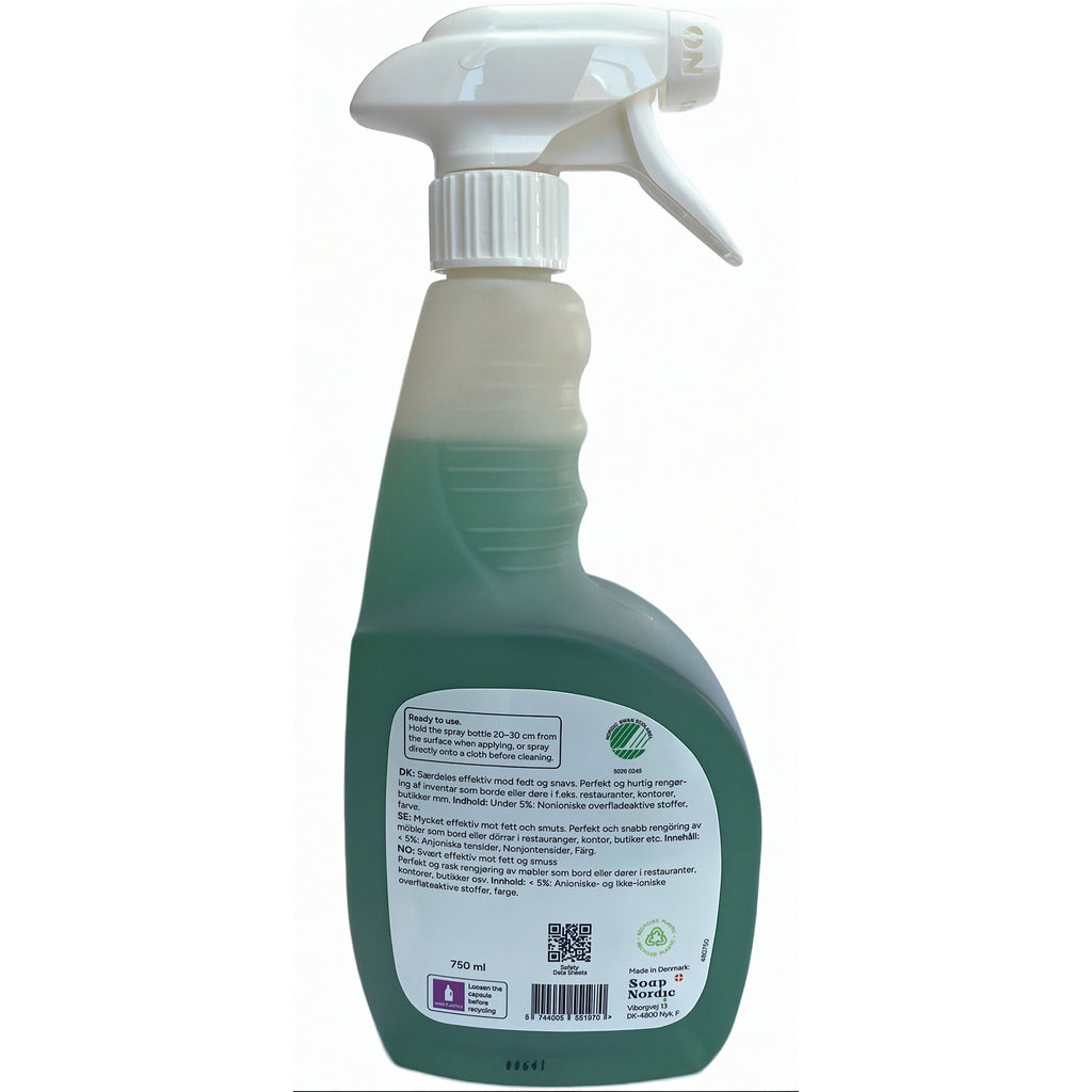 Universalrengøring – Green Multi Fix 750 ml Svanemærket spray Bagfra