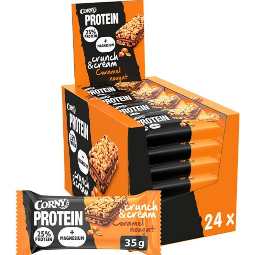 Corny Protein Crunch&Cream Caramel Nougat 24x35g i dispenser box
