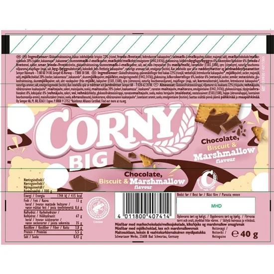 Müsli Bar Corny Marshmallow 40g 1x24 stk