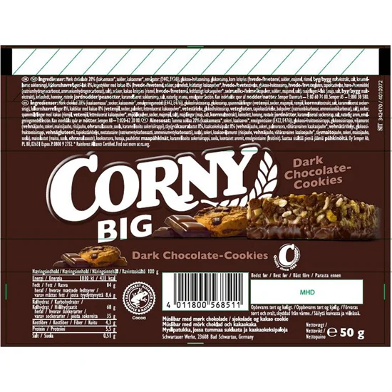 Corny müslibar cookies 1x24 stk