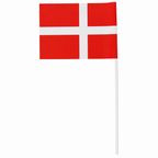 Papirflag Dannebrog på 30 cm pind, 15 × 10 cm, 10 stk.