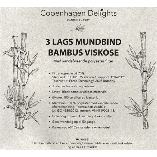 Mundbind 3-lags Øko Viskose Assorterede Farver 1 stk