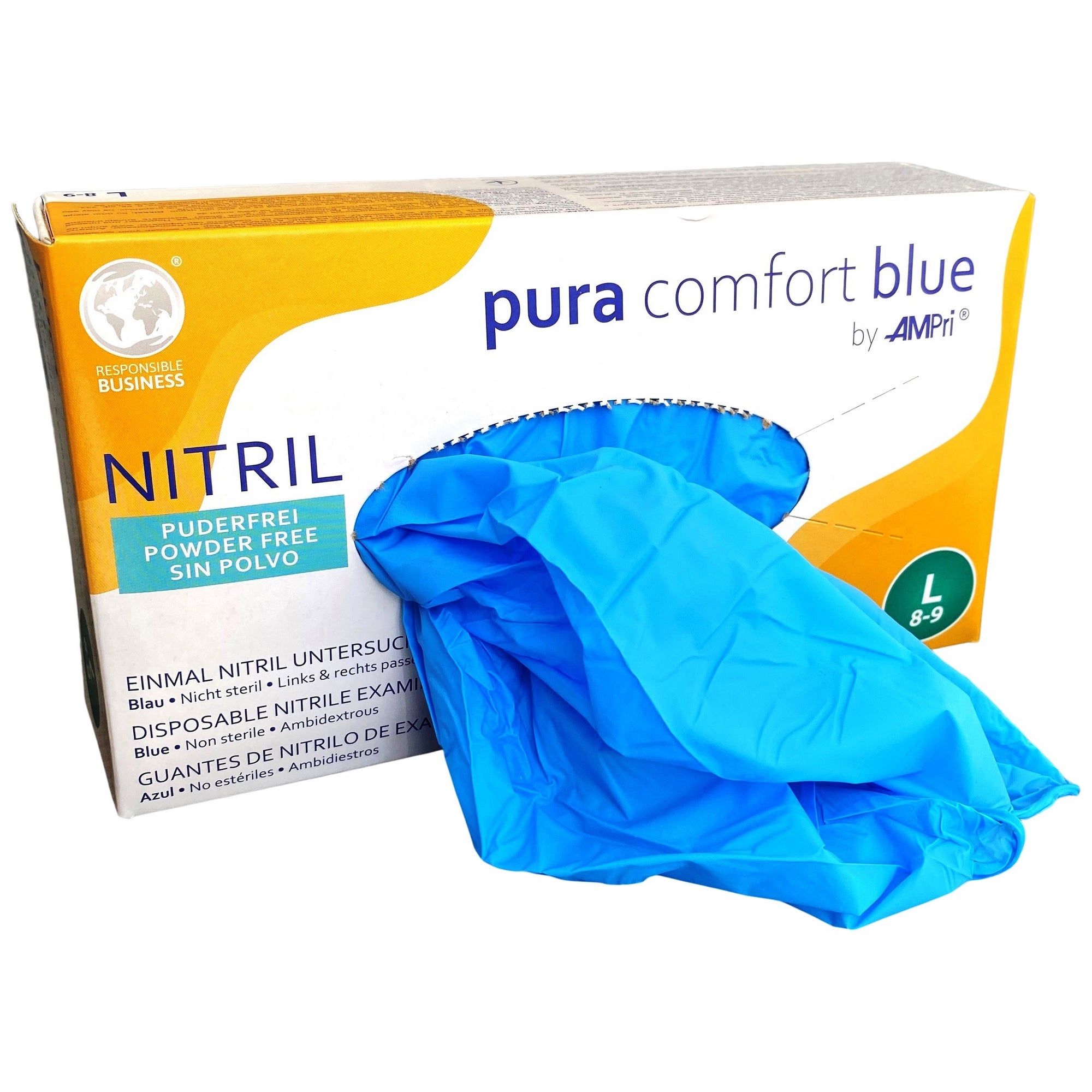 Nitril pudderfri handske blå L 100 stk