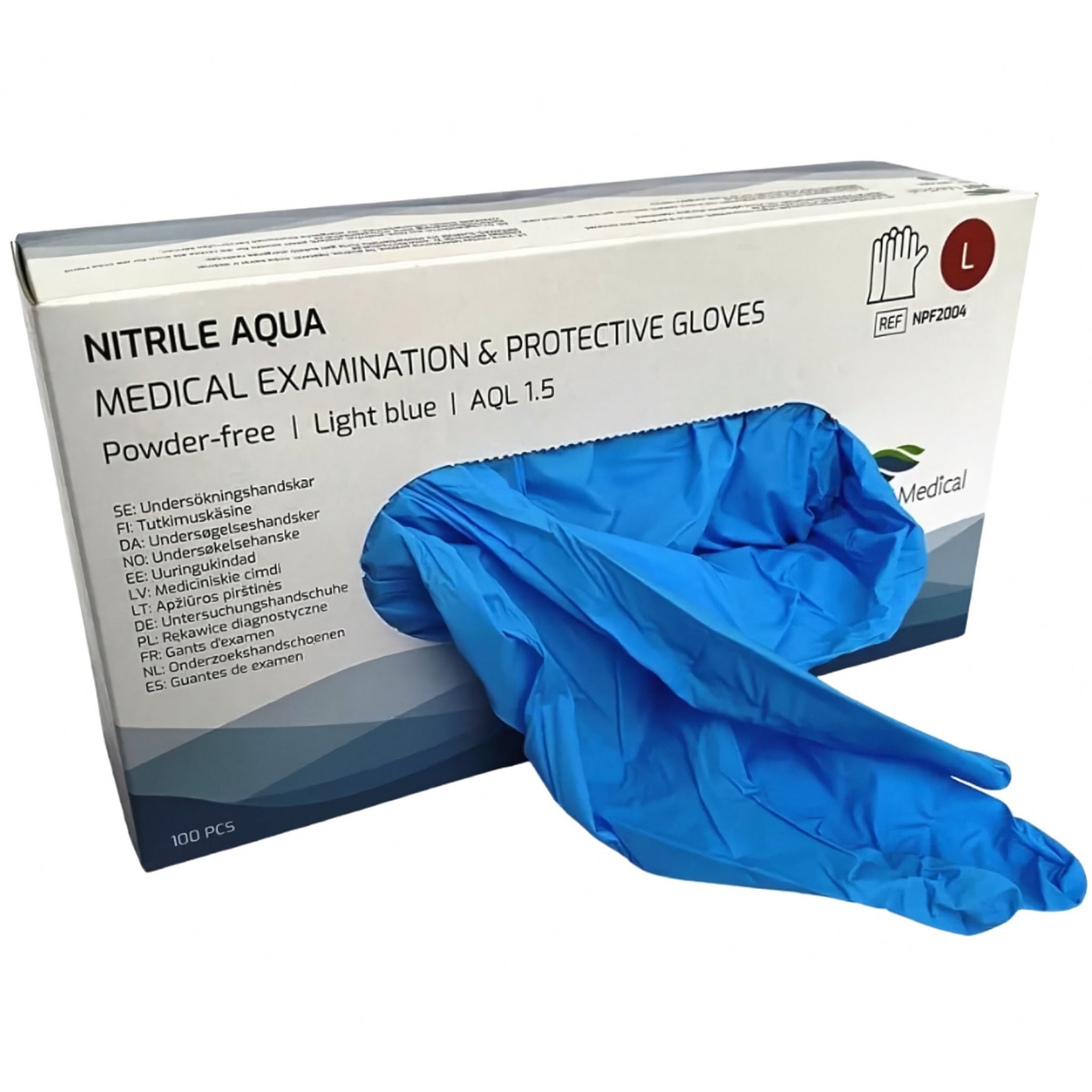Nitril pudderfri handske blå L 100 stk