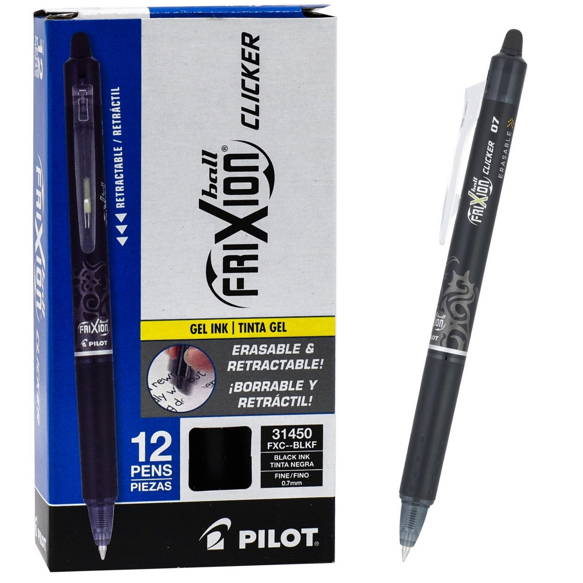 Pilot FriXion kuglepen 0,7 mm sort, 1 stk.