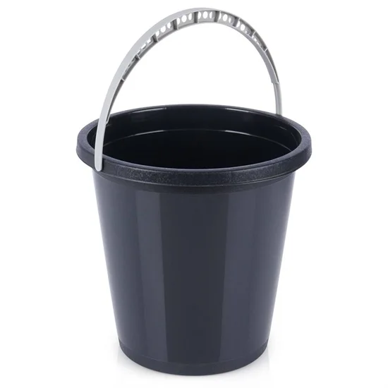 Spand 5 ltr Rund Sort Genbrugsplast med Hank 1 stk