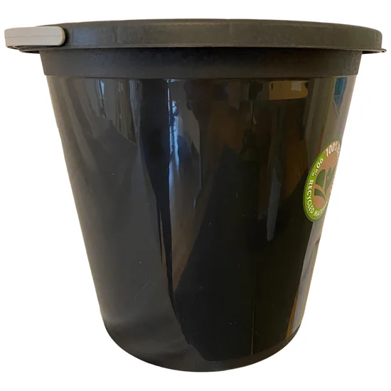 Spand med Hank Sort Genbrugsplast 10L