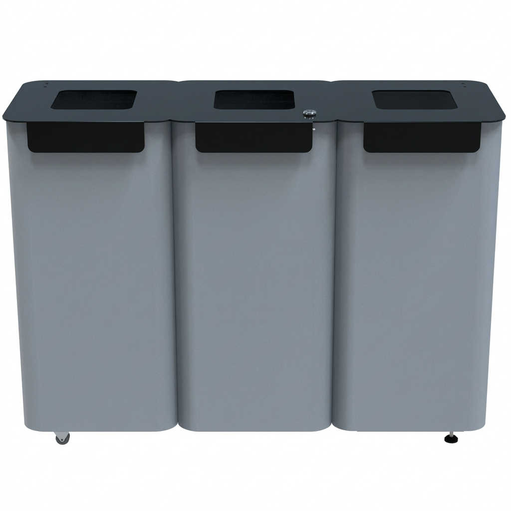 Affaldssortering Modulspande med hjul, 3 × 70 liter