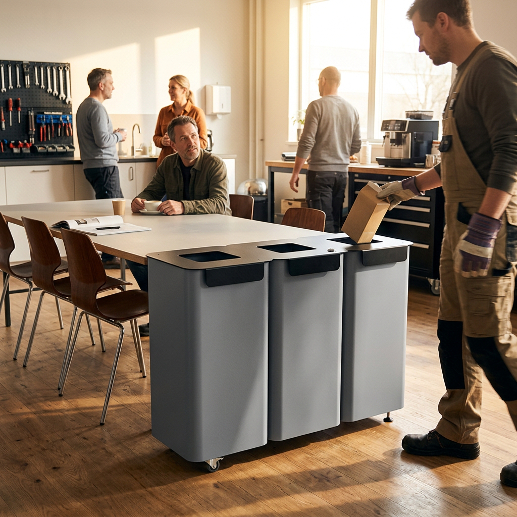 Affaldssortering Modulspande med hjul, 3 × 70 liter