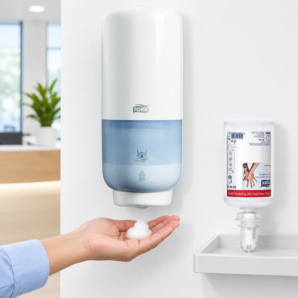 Sæbedispenser Tork S4 TouchFree, hvid, 1 liter