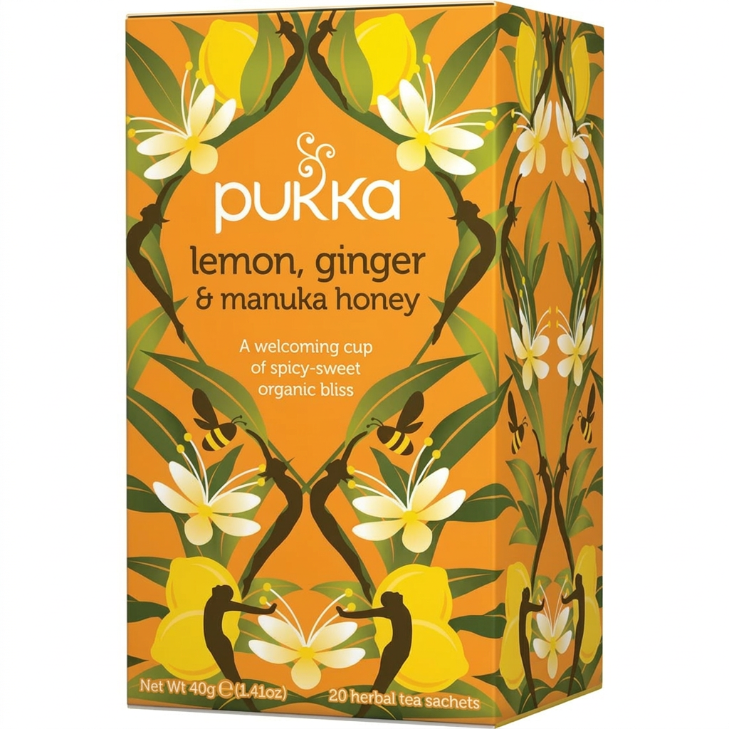Urtete Pukka Lemon, Ginger & Manuka Honey økologisk, 20 breve, 40 g