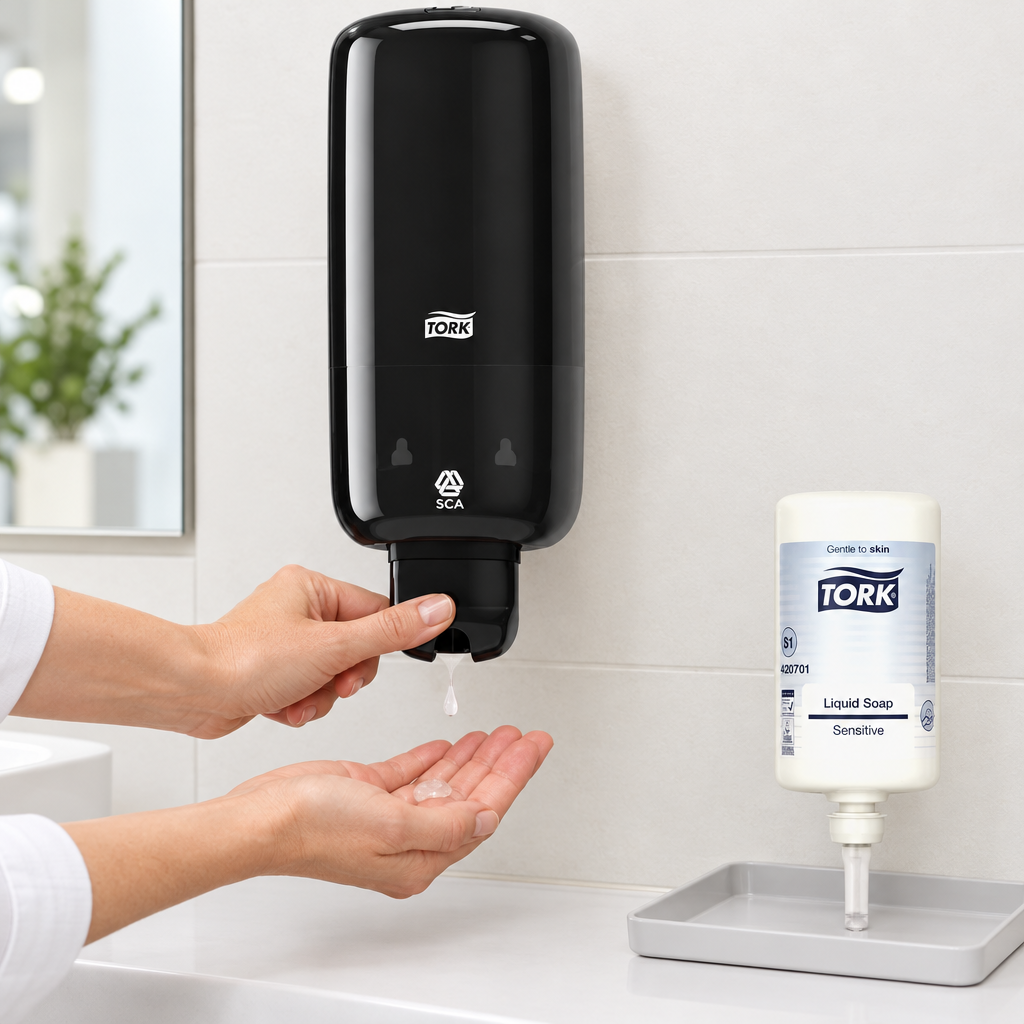Sæbedispenser Tork S1 560008, manuel, sort