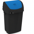 Affaldsspand Nordic Recycle 50 liter, sort med blåt vippelåg