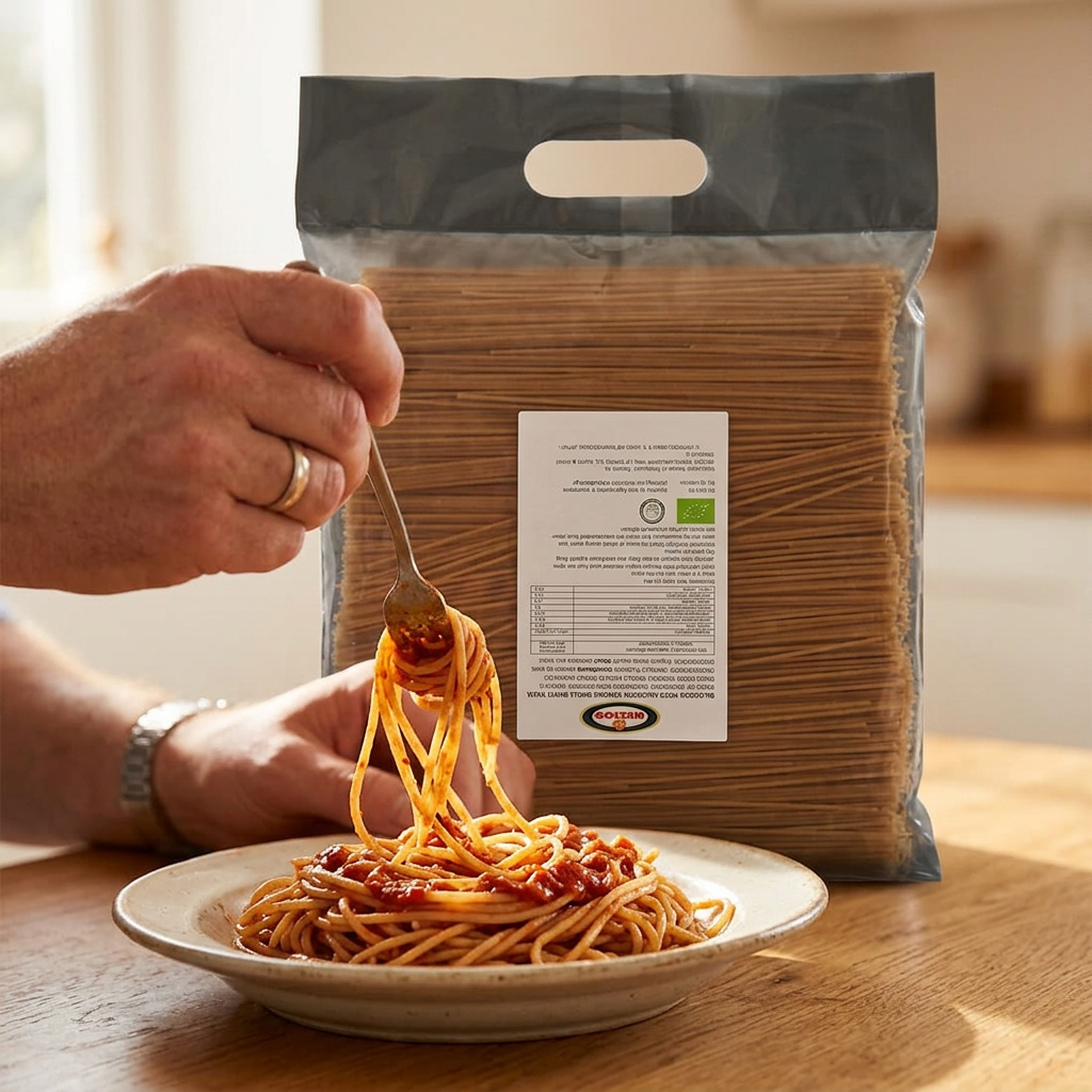Spaghetti Helios, økologisk fuldkorn, 5 kg