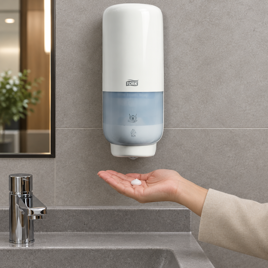 Sæbedispenser Tork S4 TouchFree, hvid, 1 liter