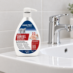 Håndgel SaniGel 70 % med pumpe, 600 ml, datovare