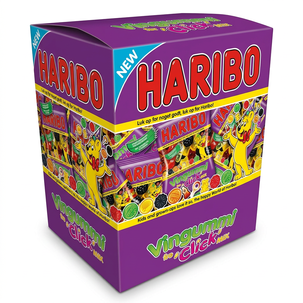 Slik Haribo Click Mix, små portionsposer, 100 stk.
