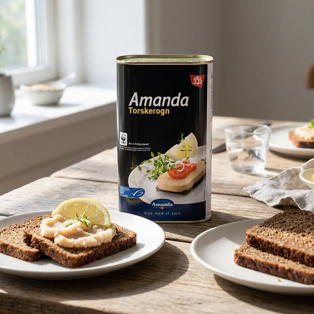 Amanda torskerogn ved rugbrød og citron på et sollyst frokostbord